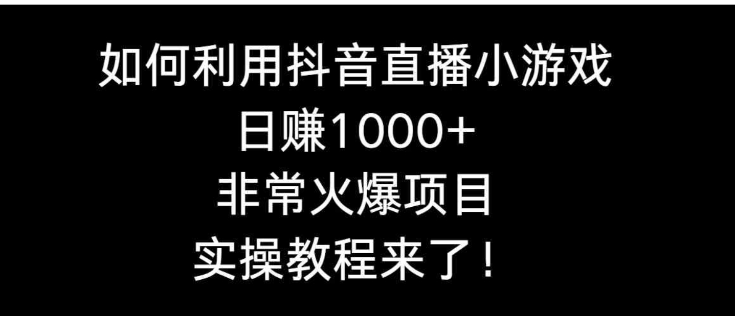 如何利用抖音直播小游戏日赚1000+，非常火爆项目，实操教程来了！-柚子资源网