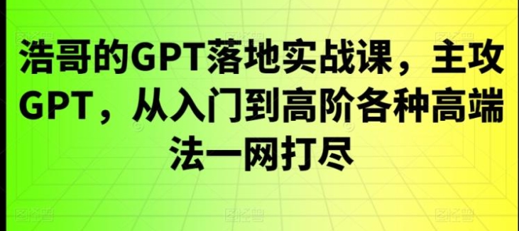 GPT落地实战课，主攻GPT，从入门到高阶各种高端法一网打尽-柚子资源网