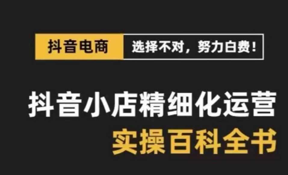 抖音小店精细化运营百科全书，保姆级运营实操讲解-柚子资源网