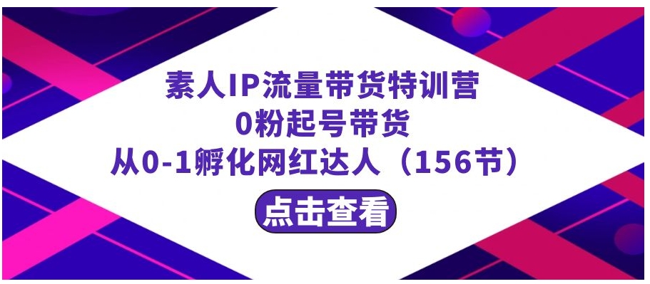 繁星·计划素人IP流量带货特训营：0粉起号带货 从0-1孵化网红达人-柚子资源网