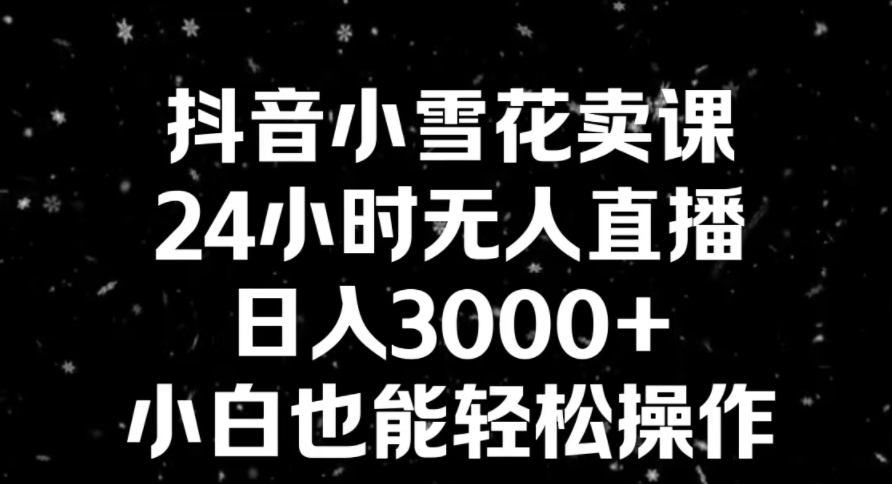 抖音小雪花卖课，24小时无人直播，日入3000+，小白也能轻松操作-柚子资源网