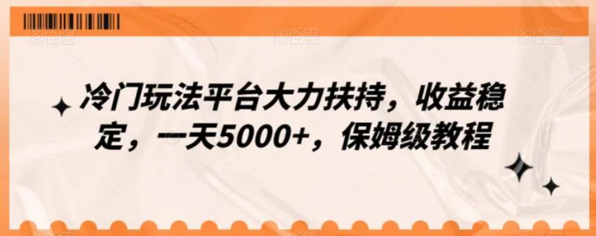 冷门玩法平台大力扶持，收益稳定，一天5000+，保姆级教程-柚子资源网