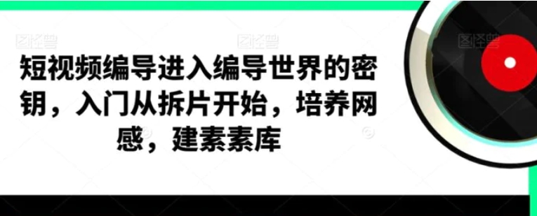 短视频编导，进入编导世界的密钥，入门从拆片开始，培养网感，建素素库-柚子资源网