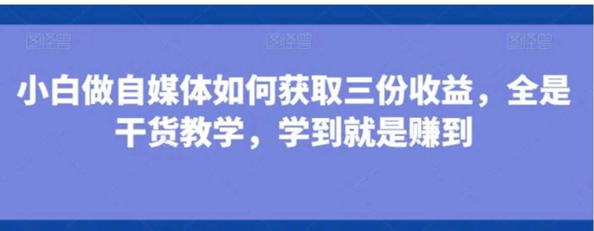 小白做自媒体如何获取三份收益，全是干货教学，学到就是赚到-柚子资源网