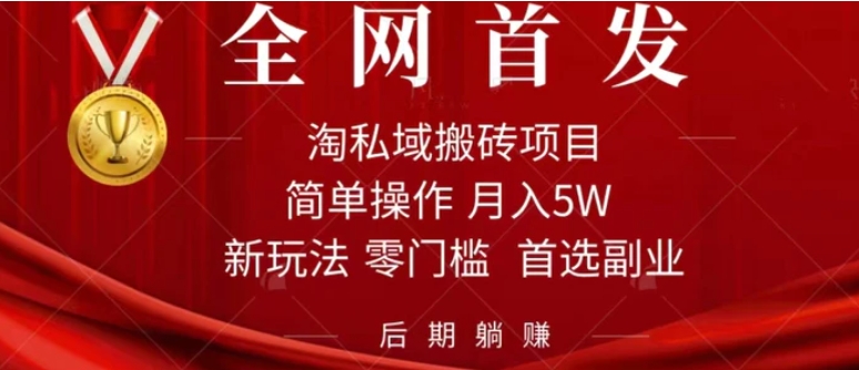 淘私域搬砖项目，利用信息差月入5W，每天无脑操作1小时，后期躺赚-柚子资源网