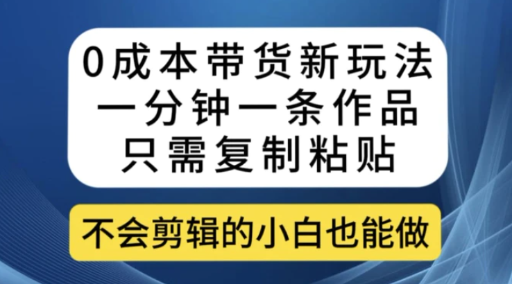 0成本带货新玩法，一分钟一条作品，只需复制粘贴就可以做-柚子资源网