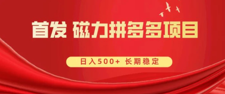 首发 磁力拼多多自撸 日入500+-柚子资源网