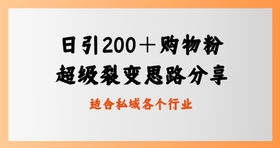 日引200＋购物粉，超级裂变思路，私域卖货新玩法-柚子资源网