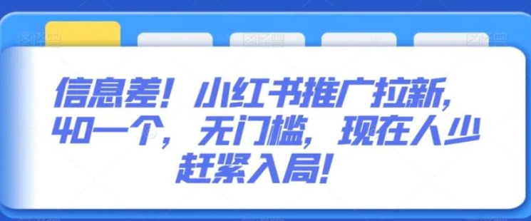 信息差！小红书推广拉新，40一个，无门槛，现在人少赶紧入局！-柚子资源网