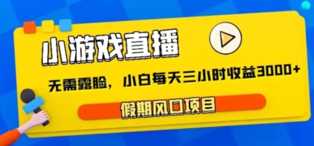 小游戏直播，假期风口项目，无需露脸，小白每天三小时，到账3000+-柚子资源网