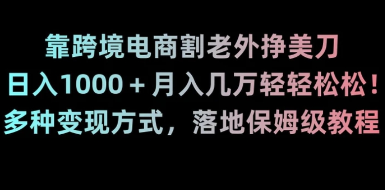 靠跨境电商割老外挣美刀，日入1000＋月入几万轻轻松松！多种变现方式，落地保姆级教程【揭秘】-柚子资源网