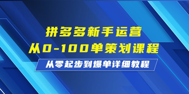 拼多多新手运营从0-100单策划课程，从零起步到爆单详细教程-柚子资源网