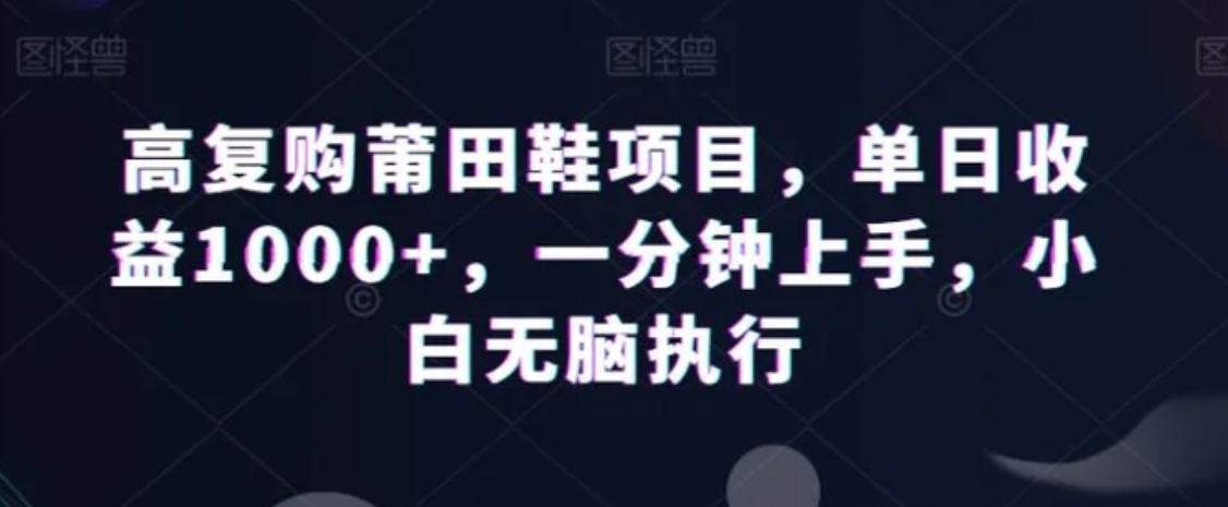 高复购莆田鞋项目，单日收益1000+，一分钟上手，小白无脑执行-柚子资源网