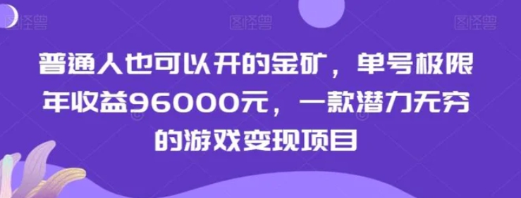 普通人也可以开的金矿，单号极限年收益96000元，一款潜力无穷的游戏变现项目【揭秘】-柚子资源网