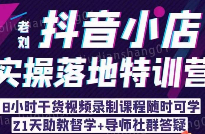 抖店商品卡流量，抖音小店实操落地特训营，8小时干货视频录制课程随时可学-柚子资源网