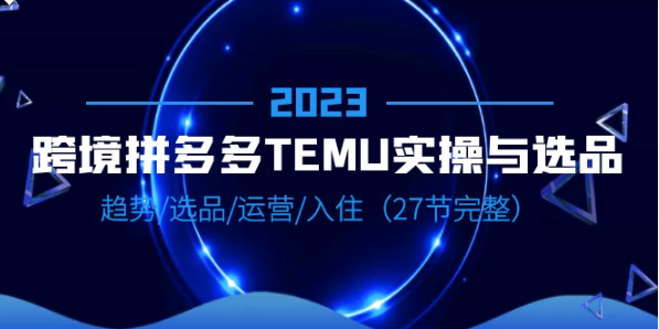 2023跨境·拼多多·TEMU实操与选品，趋势·选品·运营·入住-柚子资源网