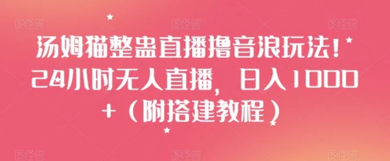 汤姆猫整蛊直播撸音浪玩法！24小时无人直播，日入1000+【揭秘】-柚子资源网