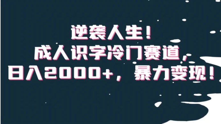 逆袭人生！成人识字冷门赛道，日入2000+，暴力变现！【揭秘】-柚子资源网