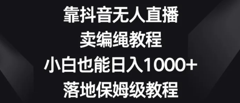 靠抖音无人直播，卖编绳教程，小白也能日入1000+，落地保姆级教程【揭秘】-柚子资源网