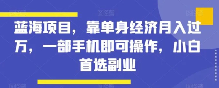 蓝海项目，靠单身经济月入过万，一部手机即可操作，小白首选副业【揭秘】-柚子资源网