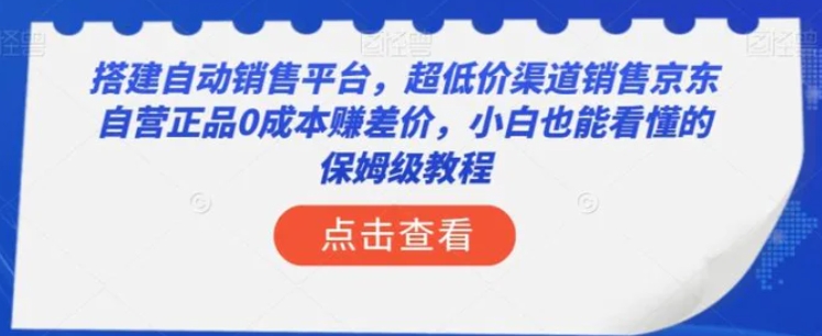 搭建自动销售平台，超低价渠道销售京东自营正品0成本赚差价，小白也能看懂的保姆级教程【揭秘】-柚子资源网