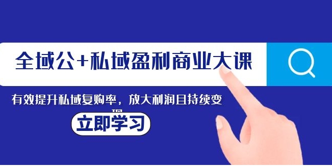 全域公+私域盈利商业大课，有效提升私域复购率，放大利润且持续变现-柚子资源网