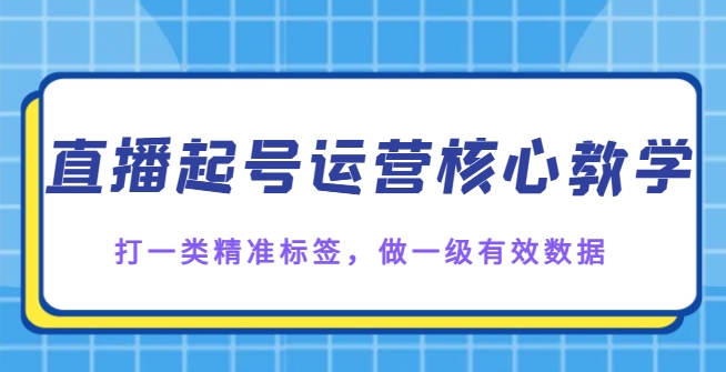 直播起号运营核心教学，打一类精准标签，做一级有效数据-柚子资源网