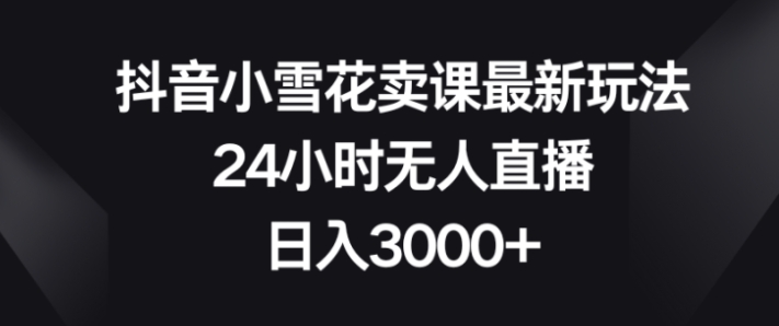 抖音小雪花卖课最新玩法，24小时无人直播，日入3000+-柚子资源网