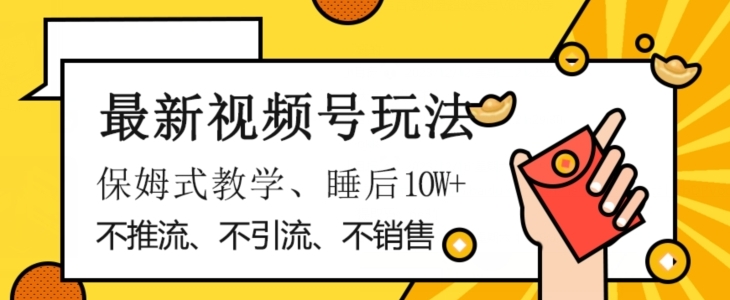 最新视频号玩法，不销售、不引流、不推广，躺着月入1W+，保姆式教学，小白轻松上手【揭秘】-柚子资源网