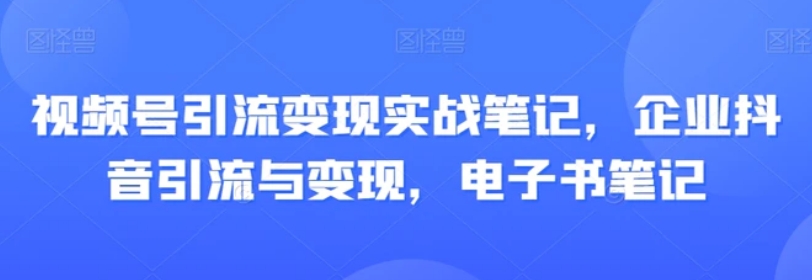 视频号引流变现实战笔记，企业抖音引流与变现，电子书笔记-柚子资源网