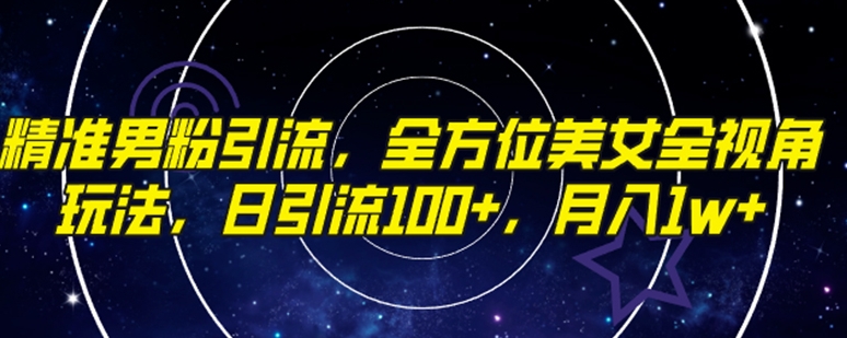 精准男粉引流，全方位美女全视角玩法，日引流100+，月入1w-柚子资源网