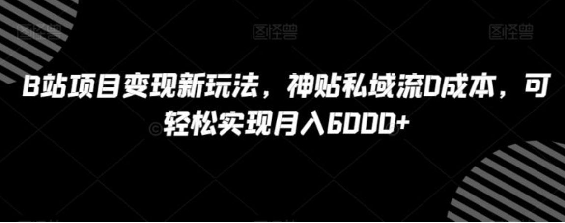 B站项目变现新玩法，神贴私域流0成本，可轻松实现月入6000+【揭秘】-柚子资源网