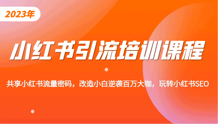 小红书引流培训课程，教你零基础玩转小红书，素人逆袭百万流量大咖！-柚子资源网