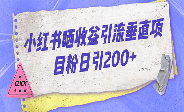 《小红书晒收益图引流》垂直项目粉，日引200+-柚子资源网