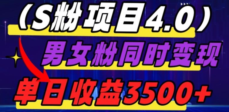 S粉项目4.0，男女粉通吃，男女粉同时变现，单日收益3500+-柚子资源网