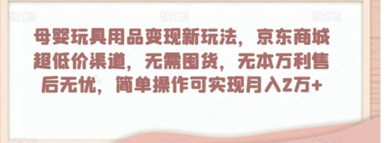 母婴玩具用品变现新玩法，京东商城超低价渠道，简单操作可实现月入2万+【揭秘】-柚子资源网