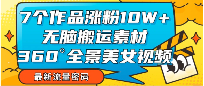 7个作品涨粉10W+，无脑搬运素材，全景美女视频爆款-柚子资源网