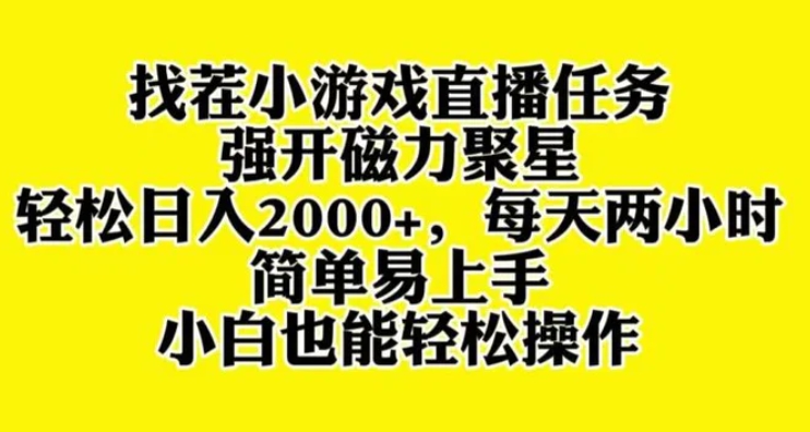 找茬小游戏直播，强开磁力聚星，轻松日入2000+，小白也能轻松上手-柚子资源网