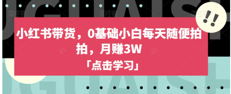 小红书带货，0基础小白每天随便拍拍，月赚3W【揭秘】-柚子资源网