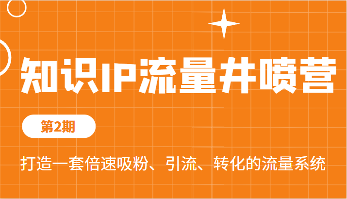 知识IP流量井喷营第2期，打造一套倍速吸粉、引流、转化的流量系统-柚子资源网