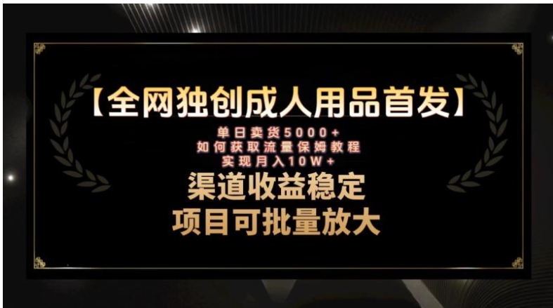 最新全网独创首发，成人用品赛道引流获客，月入10w保姆级教程-柚子资源网