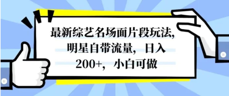 最新综艺名场面片段玩法，明星自带流量，日入200+，小白可做-柚子资源网