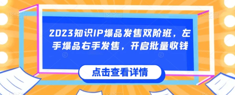 2023知识IP爆品发售双阶班，左手爆品右手发售，开启批量收钱-柚子资源网