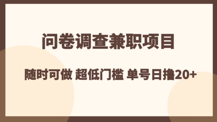 问卷调查兼职项目，随时可做 超低门槛 单号日撸20+-柚子资源网