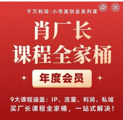 肖厂长课程全家桶，​9大课程涵盖:IP、流量、利润、私域、买厂长课程全家桶，一站式解决！-柚子资源网