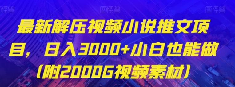 最新解压视频小说推文项目，日入3000+小白也能做【揭秘】-柚子资源网