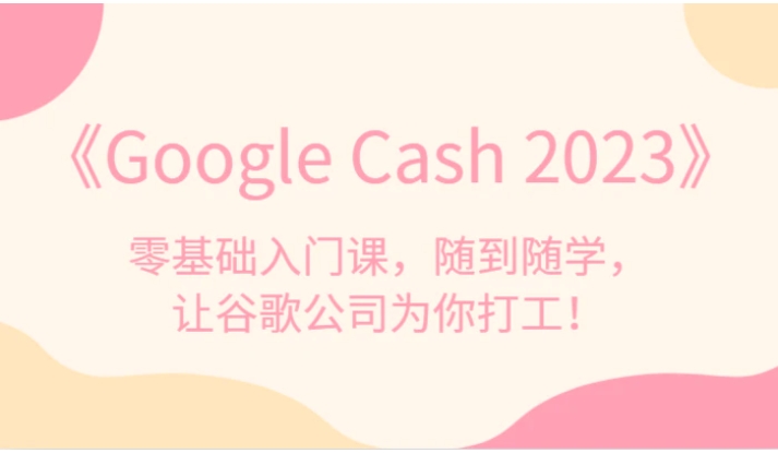 《Google Cash 2023》零基础入门课，随到随学，让谷歌公司为你打工！-柚子资源网