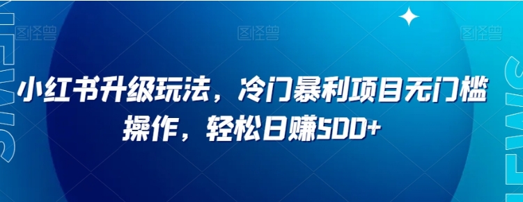 小红书升级玩法，冷门暴利项目无门槛操作，轻松日赚500+【揭秘】-柚子资源网