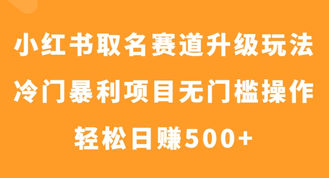 小红书取名赛道升级玩法，冷门暴利项目无门槛操作，轻松日赚500+-柚子资源网