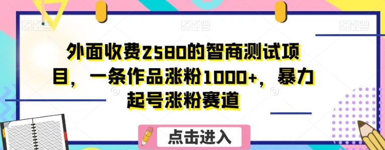 外面收费2580的智商测试项目，一条作品涨粉1000+，暴力起号涨粉赛道【揭秘】-柚子资源网